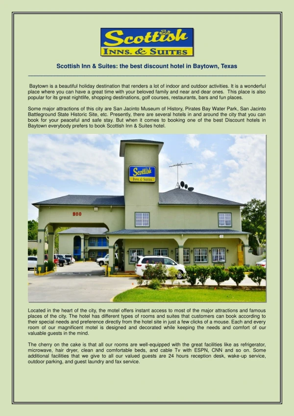 Scottish Inn & Suites: the best discount hotel in Baytown, Texas