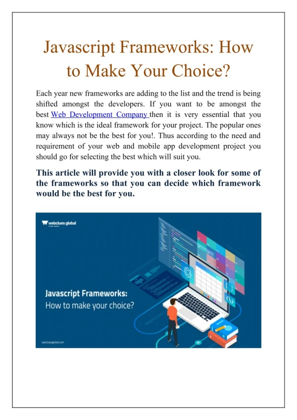 Javascript Frameworks: How to Make Your Choice? | WebClues Global