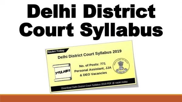 Delhi District Court Syllabus 2019 | Tis Hazari Court Delhi Exam Pattern