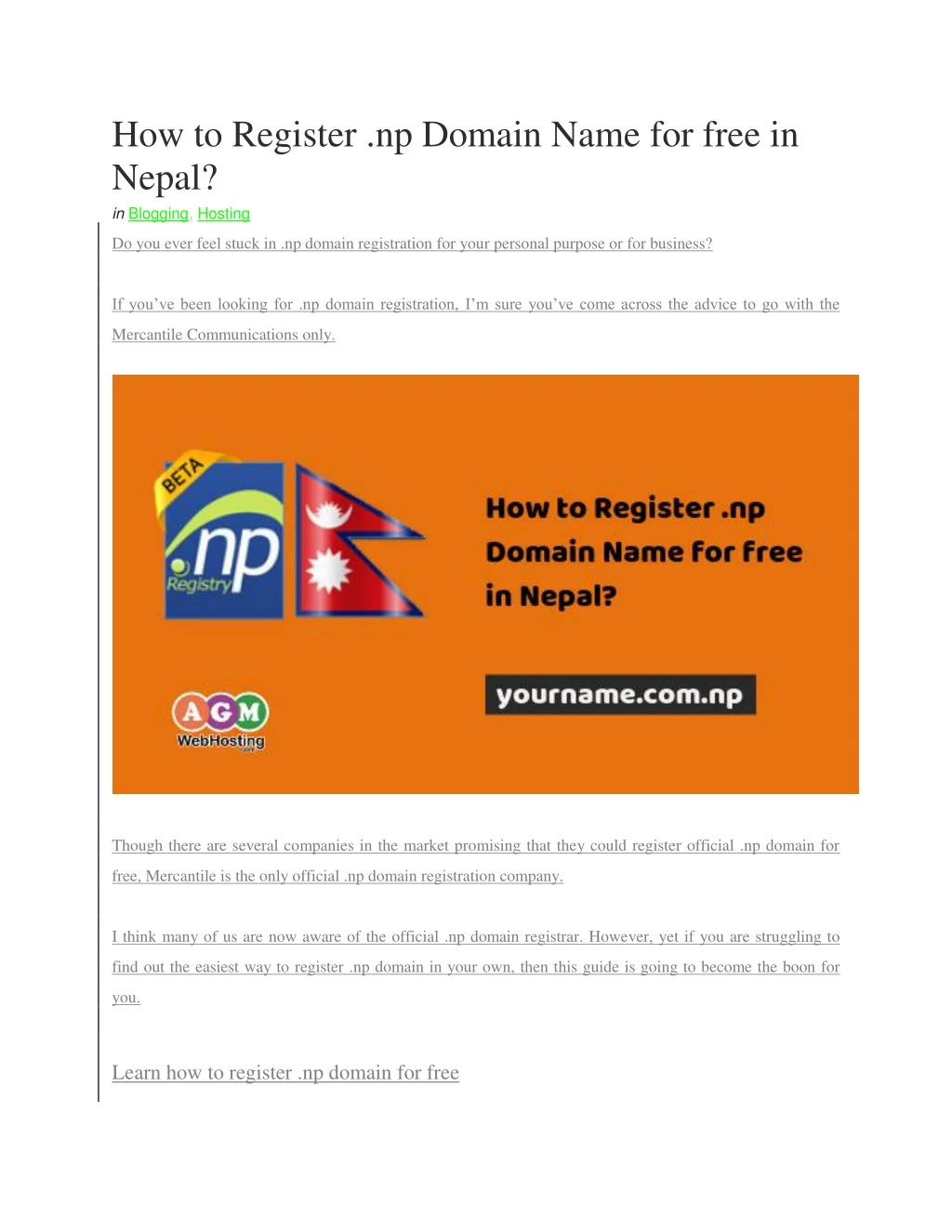 how to register np domain name for free in nepal