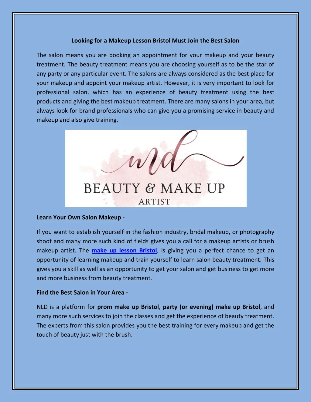 looking for a makeup lesson bristol must join