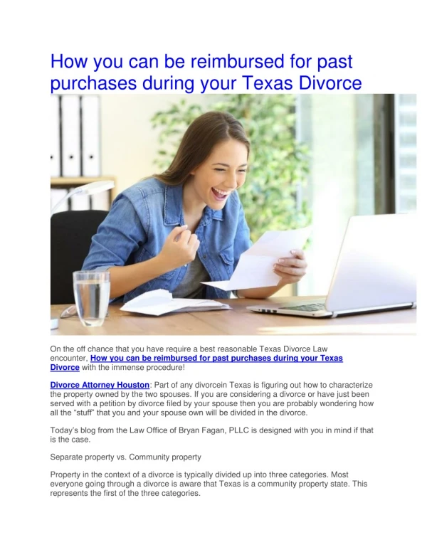 How you can be reimbursed for past purchases during your Texas Divorce