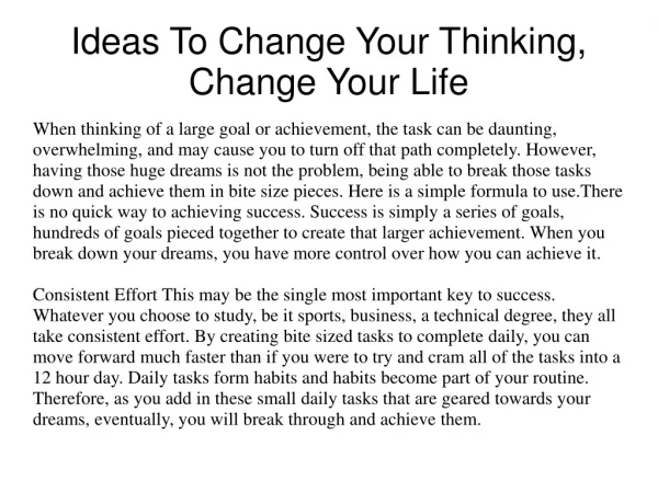 Ideas To Change Your Thinking, Change Your Life