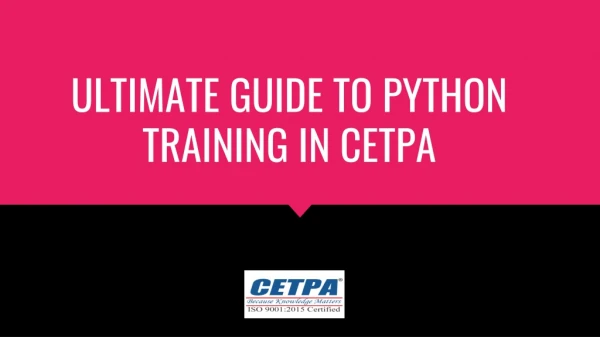 Guide to machine learning in cetpa