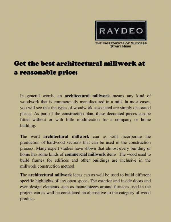 Get the best architectural millwork at a reasonable price: