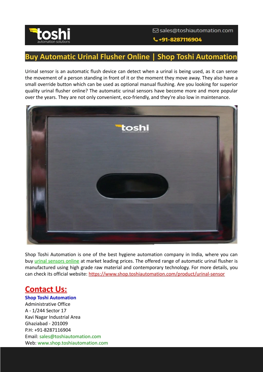buy automatic urinal flusher online shop toshi
