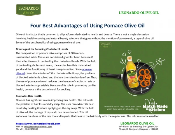 Four Best Advantages Of Using Pomace Olive Oil