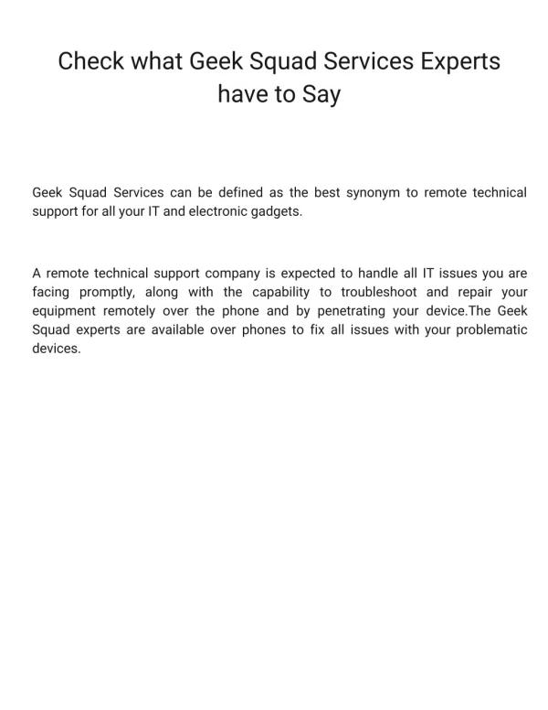 Check what Geek Squad Services Experts have to Say