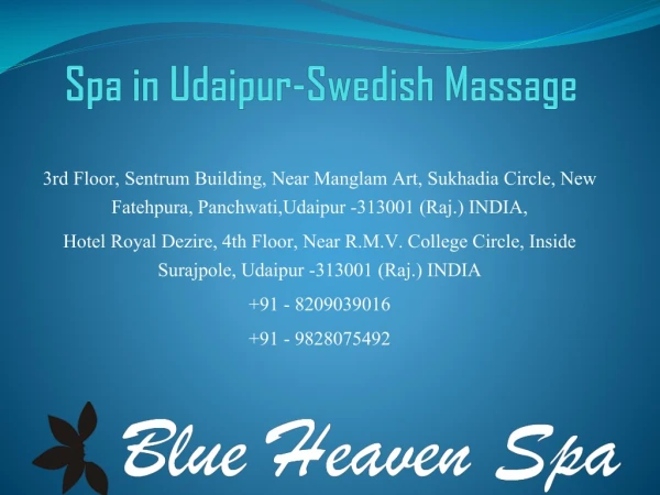 Spa in Udaipur-Swedish Massage