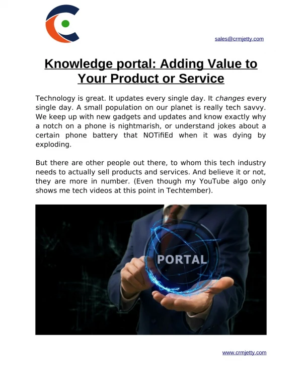 Knowledge Portal - Adding Value to Your Product or Service