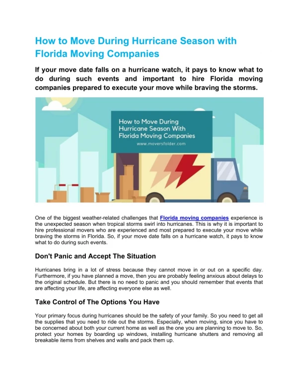 Tips to Avoid Troubles While Moving with Florida Moving Companies