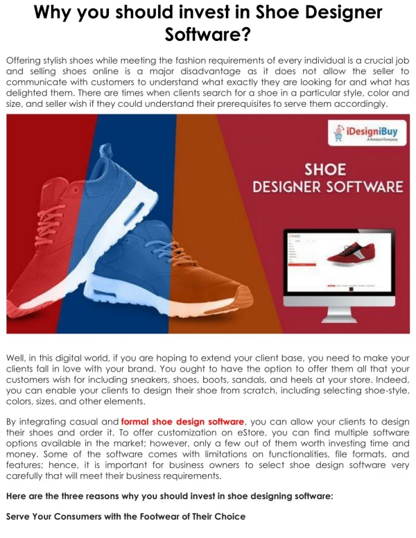Why You should Invest in Shoe Designer Software?