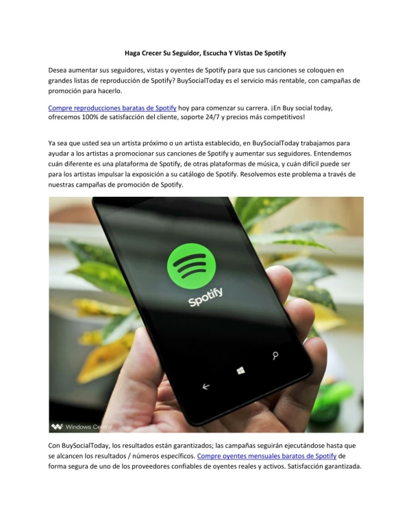 Haga Crecer Su Seguidor, Escucha Y Vistas De Spotify