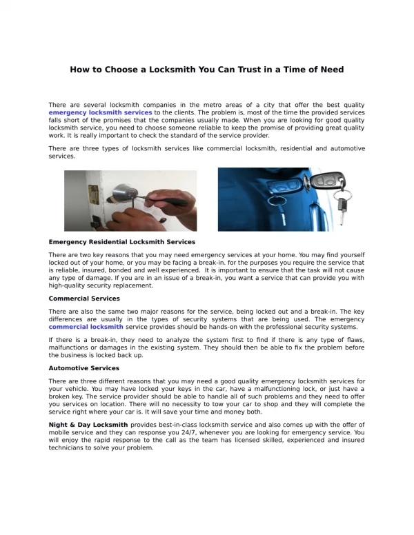 How to Choose a Locksmith You Can Trust in a Time of Need