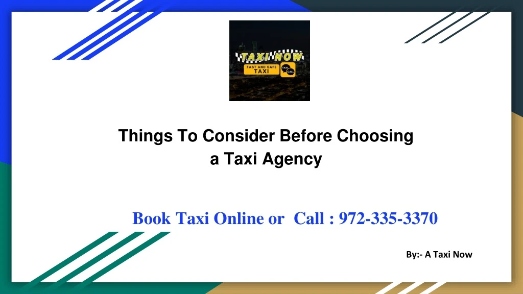 things to consider before choosing a taxi agency