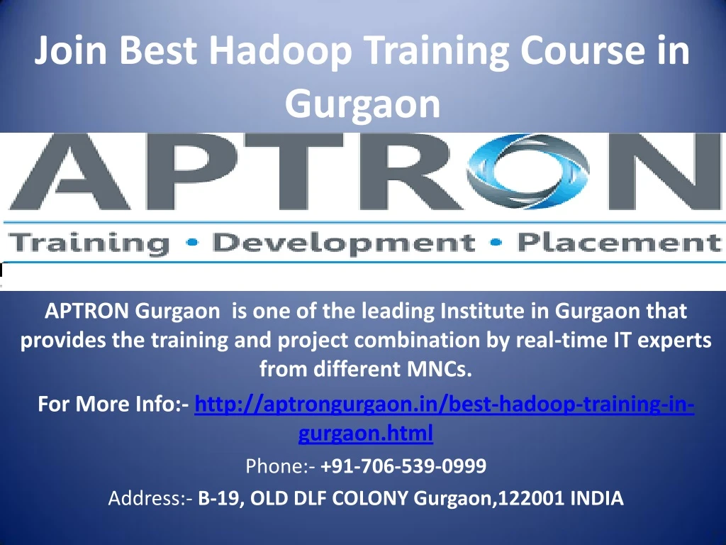 join best hadoop training course in gurgaon