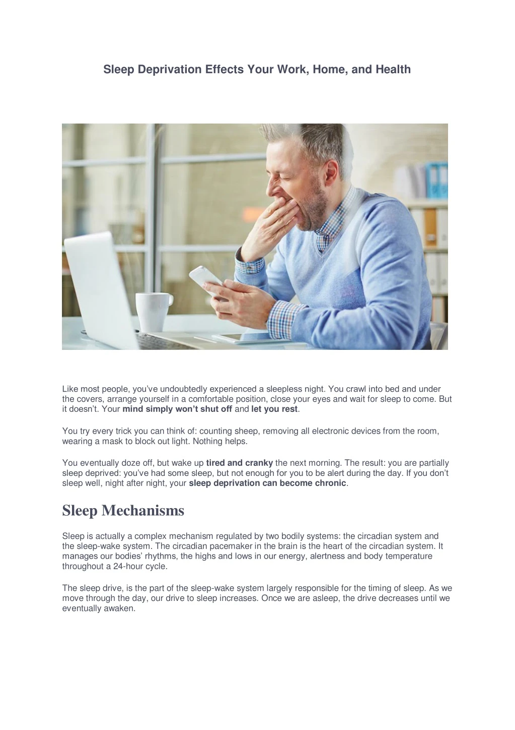 sleep deprivation effects your work home