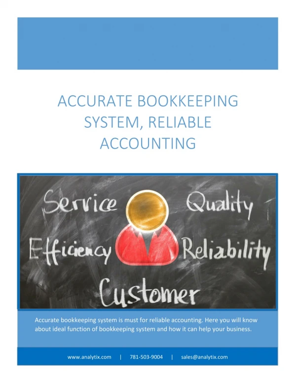 Accurate Bookkeeping System, Reliable Accounting
