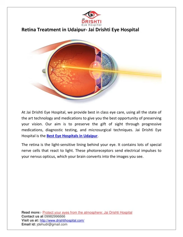 Retina Treatment in Udaipur- Jai Drishti Eye Hospital