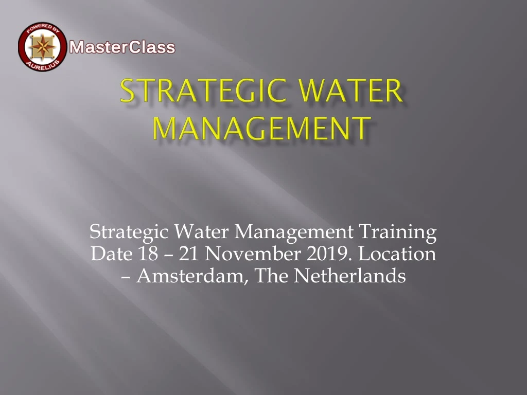 strategic water management training date