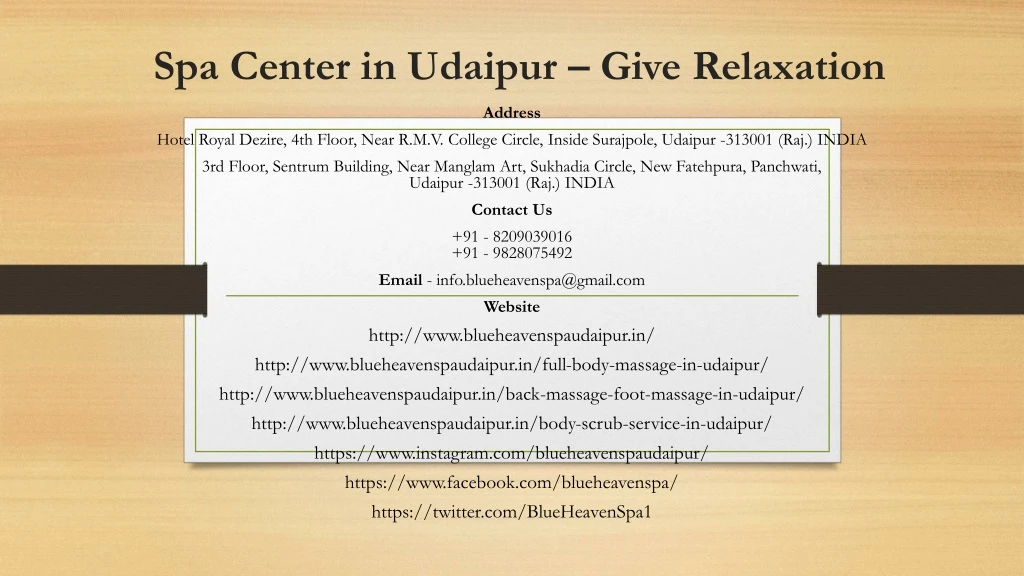 spa center in udaipur give relaxation