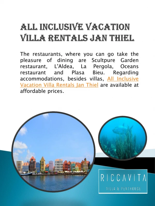 All Inclusive Vacation Villa Rentals Jan Thiel