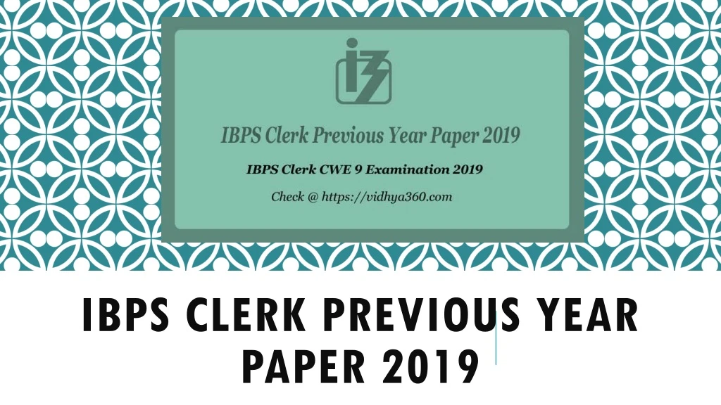 ibps clerk previous year paper 2019