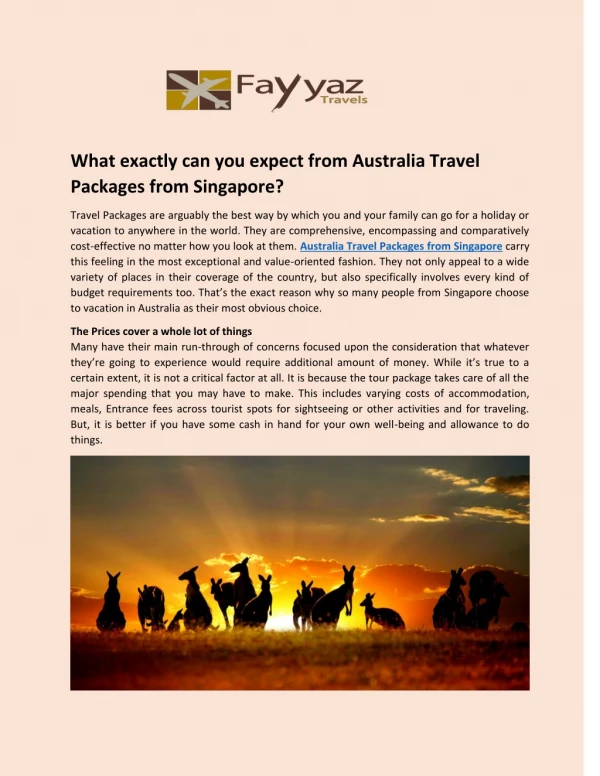 What exactly can you expect from Australia Travel Packages from Singapore?