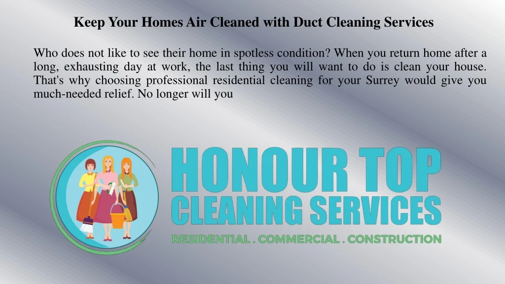 keep your homes air cleaned with duct cleaning services