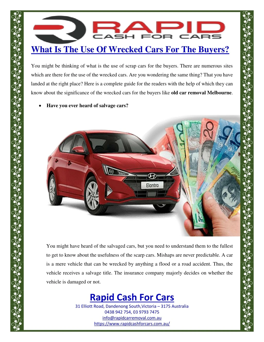 what is the use of wrecked cars for the buyers