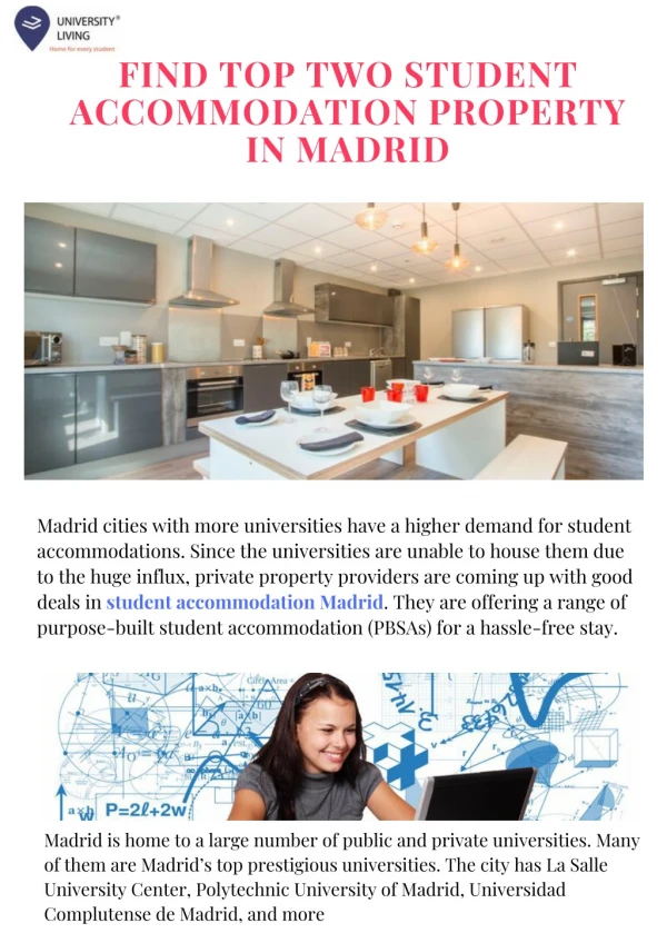 Find Top Two Student Accommodation Property in Madrid