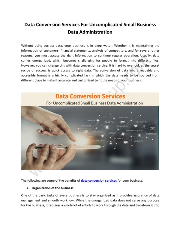 Data Conversion Services For Uncomplicated Small Business Data Administration