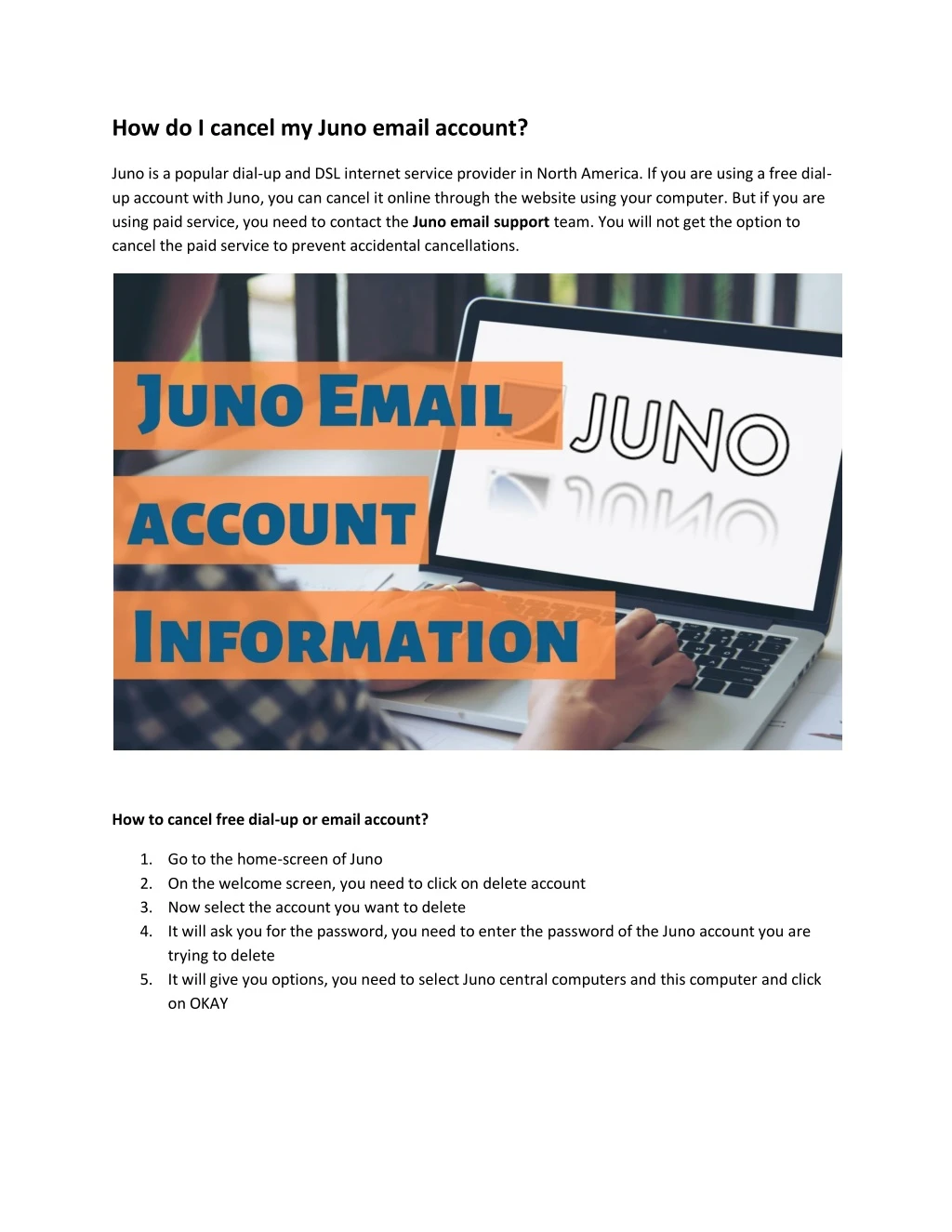 how do i cancel my juno email account
