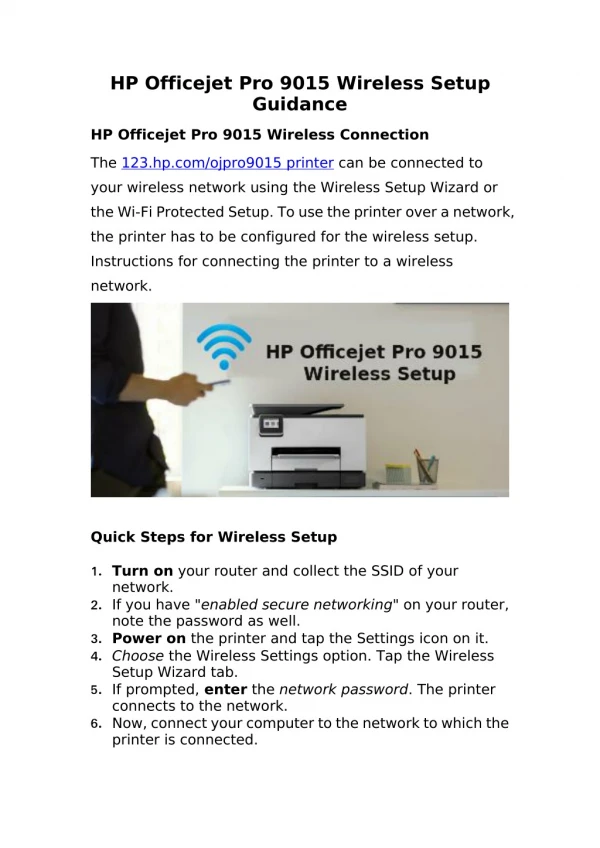 HP Officejet Pro 9015 Wireless Setup Guidance