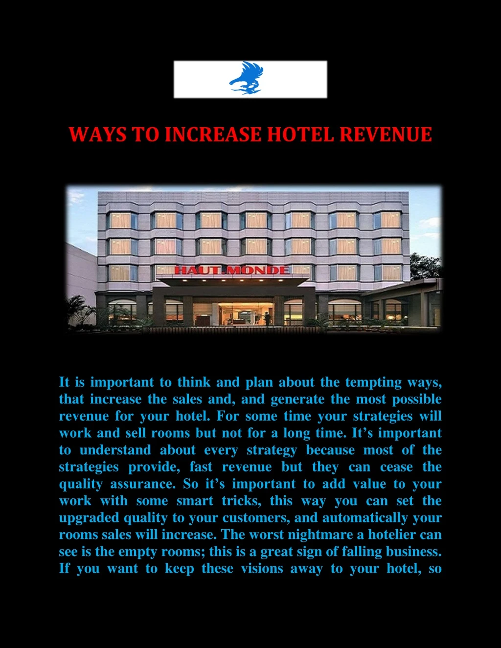 ways to increase hotel revenue
