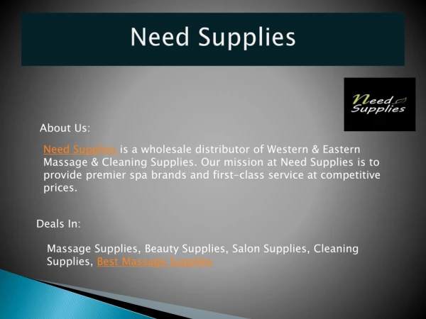 Massage Supplies, Beauty Supplies, Salon Supplies, Cleaning Supplies, Best Massage Supplies