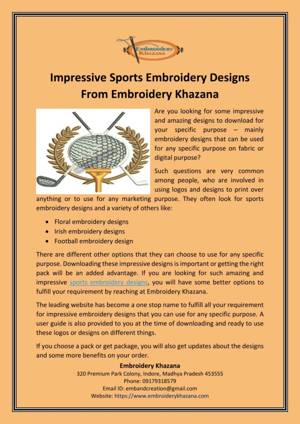 Impressive Sports Embroidery Designs From Embroidery Khazana