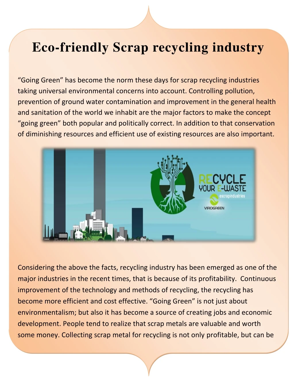 eco friendly scrap recycling industry