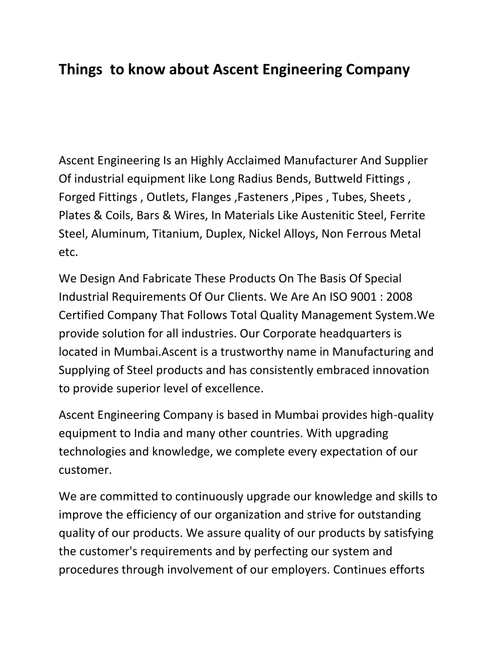 things to know about ascent engineering company