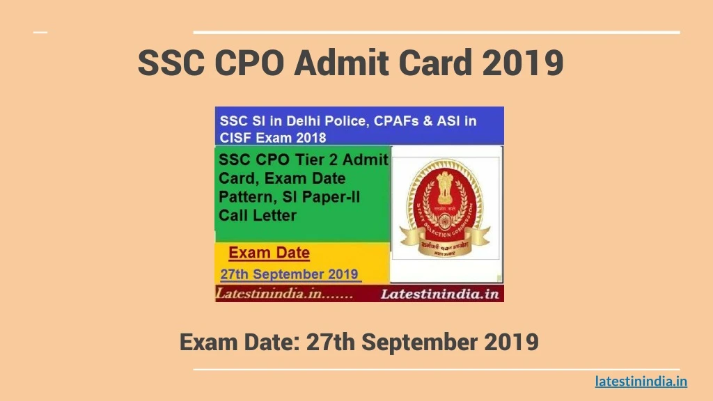 ssc cpo admit card 2019