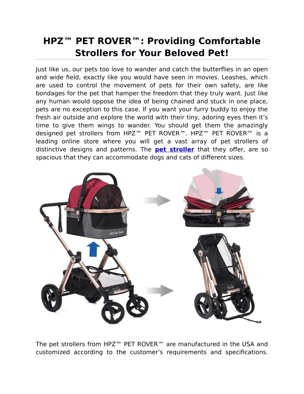 hpz pet rover providing comfortable strollers