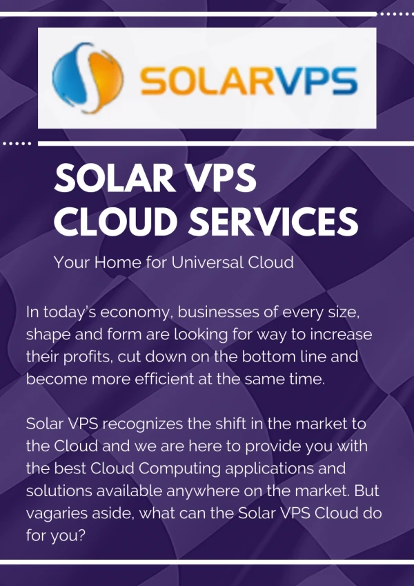 Best Cloud Computing Services | Cloud Services | Solar VPS