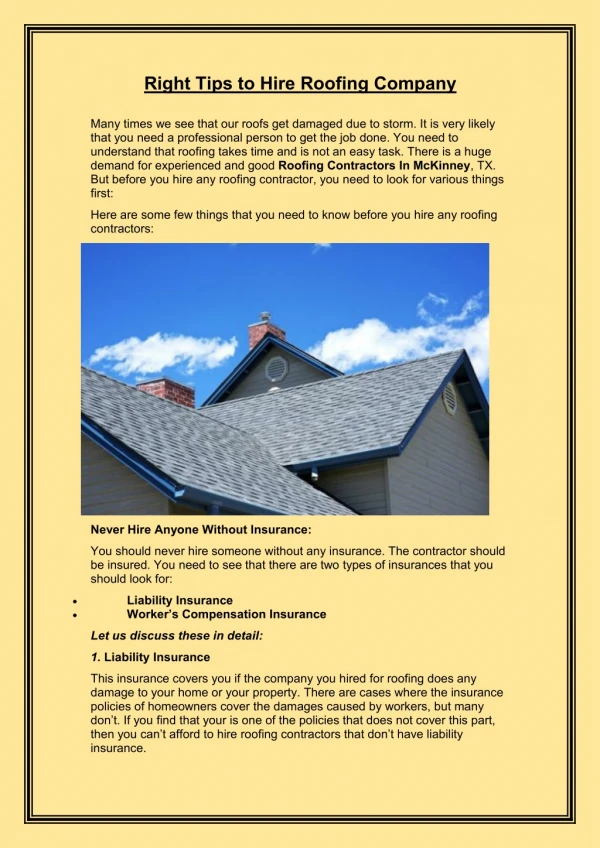 Right Tips to Hire Roofing Company