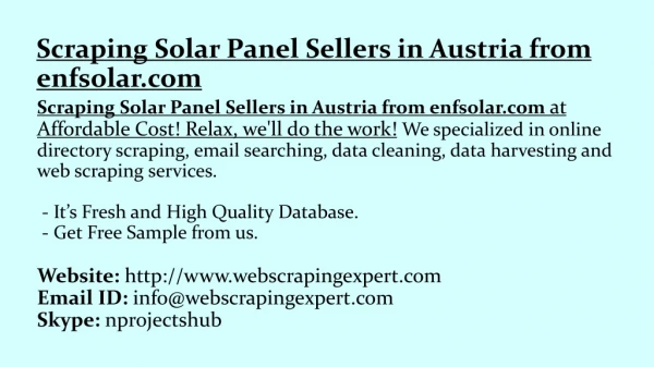 Scraping Solar Panel Sellers in Austria from enfsolar.com