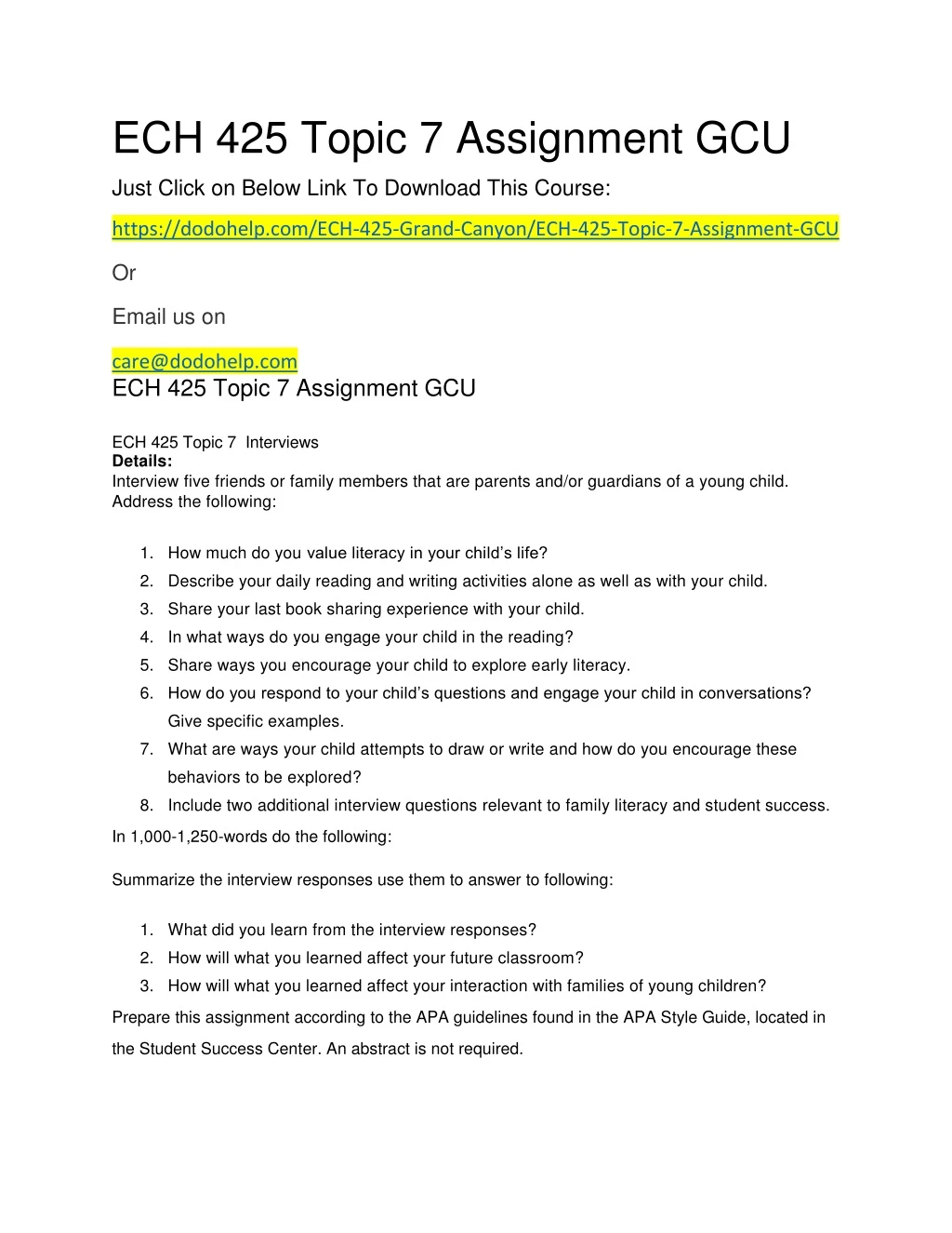 ech 425 topic 7 assignment gcu