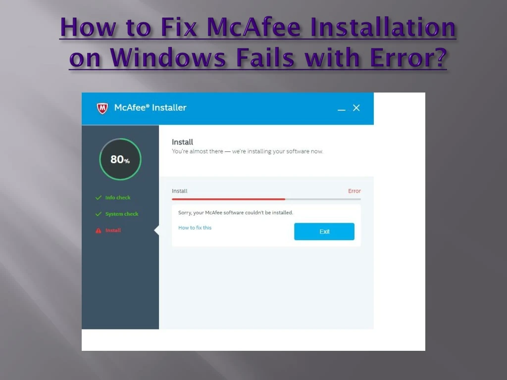 how to fix mcafee installation on windows fails with error