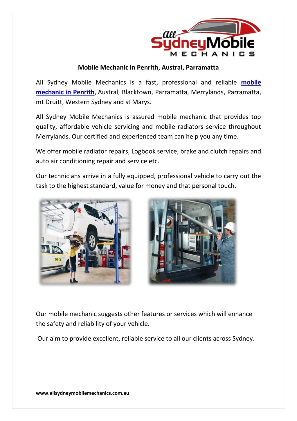 mobile mechanic in penrith austral parramatta