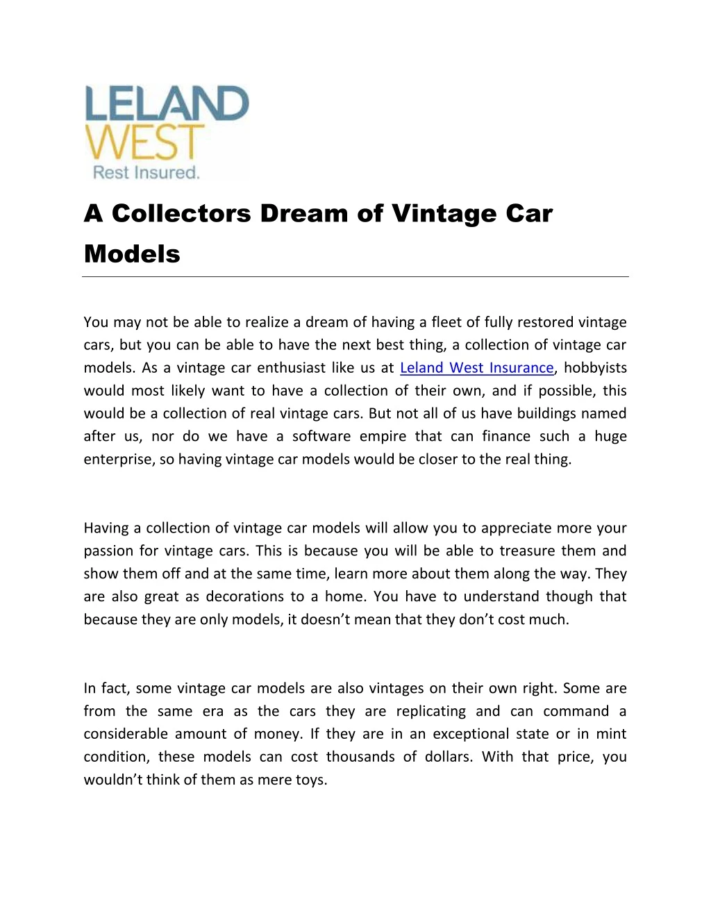 a collectors dream of vintage car models