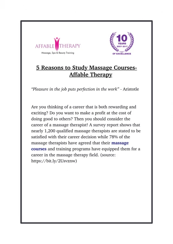 5 Reasons to Study Massage Courses – Affable Therapy
