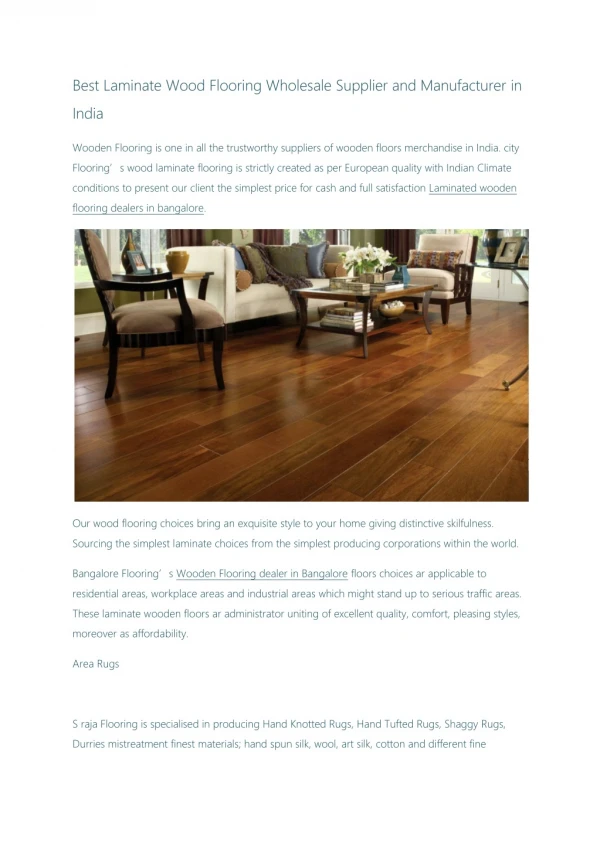 Wooden and Laminate Flooring in Jaipur, Banglore, Hyderabad in India